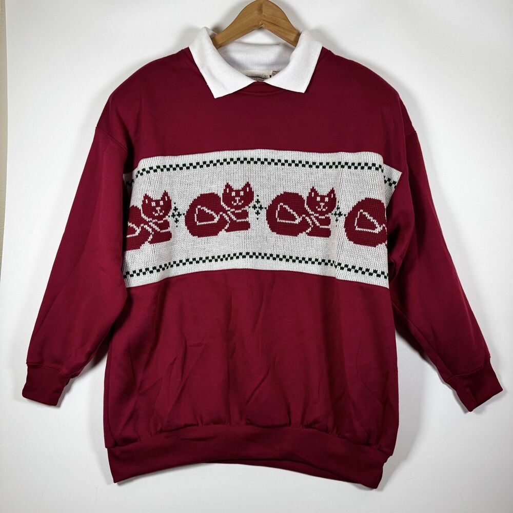 Vintage Separate Issue Sweater Womens‎ 18W Cat Knit Pullover NWT 90s